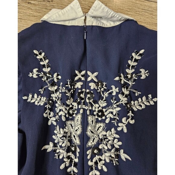 ASOS Skater Dress Embroidered Floral Beaded Sequin Mini With Collar Size 8 - Picture 8 of 12